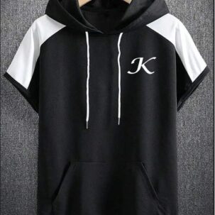 BLACK HOODIE STYLE T-SHIRT