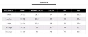 Trouser Size Chart