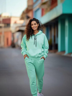 Green fleece co-ord set with hoodie and sweatpants