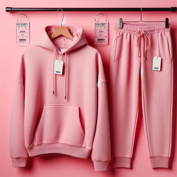 "Winter co-ord set in baby pink featuring a cozy hoodie and matching trousers, designed for warmth and style."